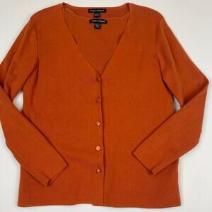 Designers Originals Burnt Orange Button Up Cardigan Sweater & Shell Granny Core